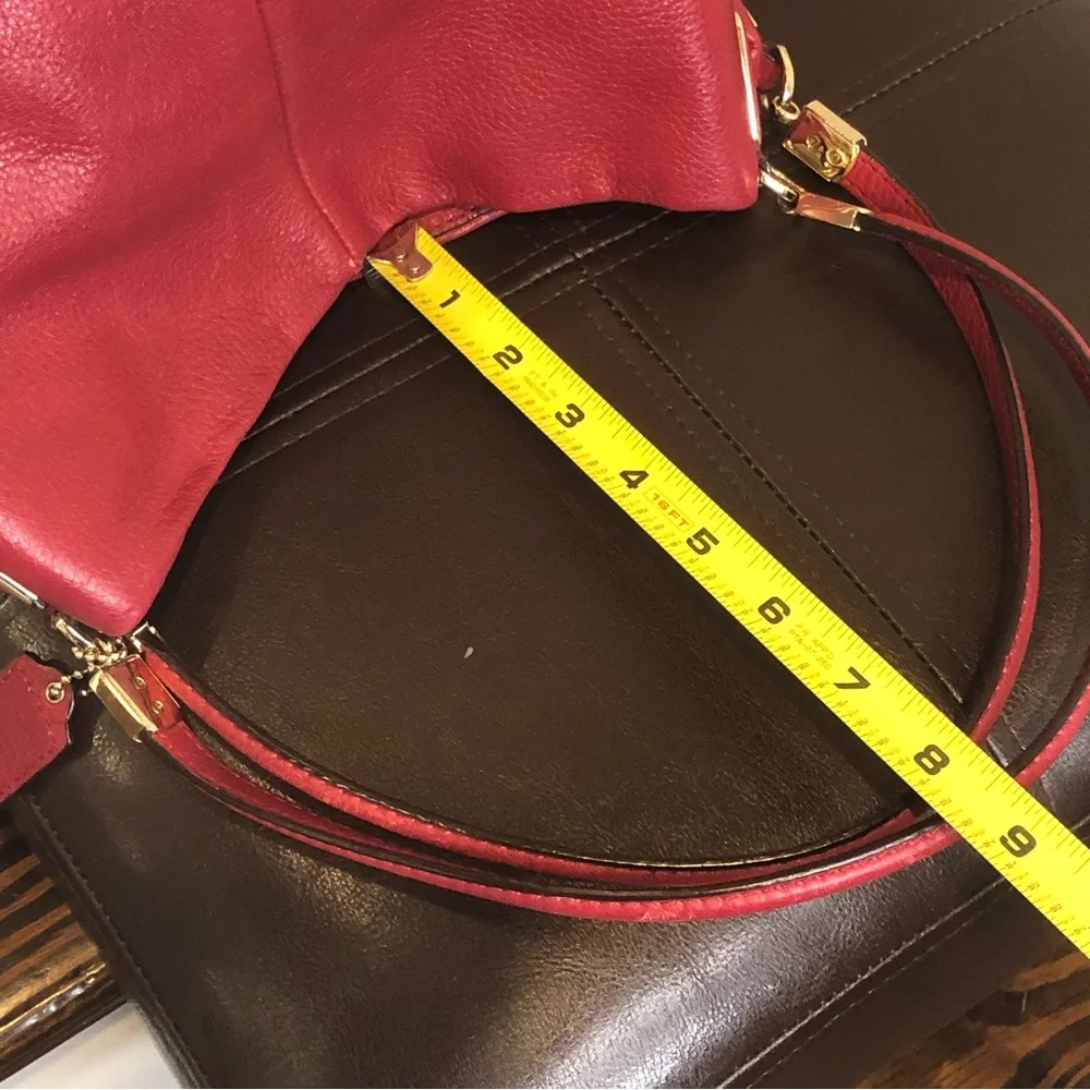COACH Madison Phoebe Tumbled Red Leather Copper Lining 3 Section Shoulder Bag